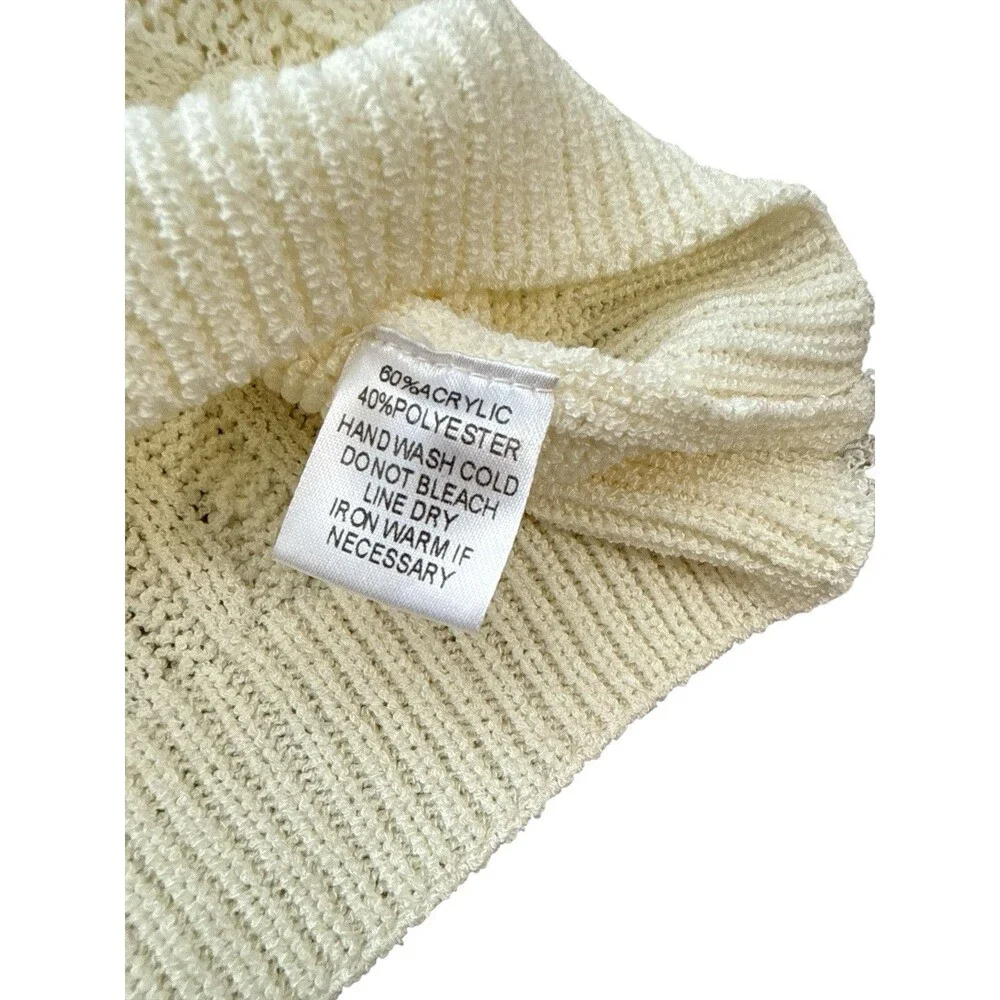 Newbury Kustom Ivory Cable Knit Sweater Vest Women’s S Chunky Cropped Preppy - Picture 4 of 7